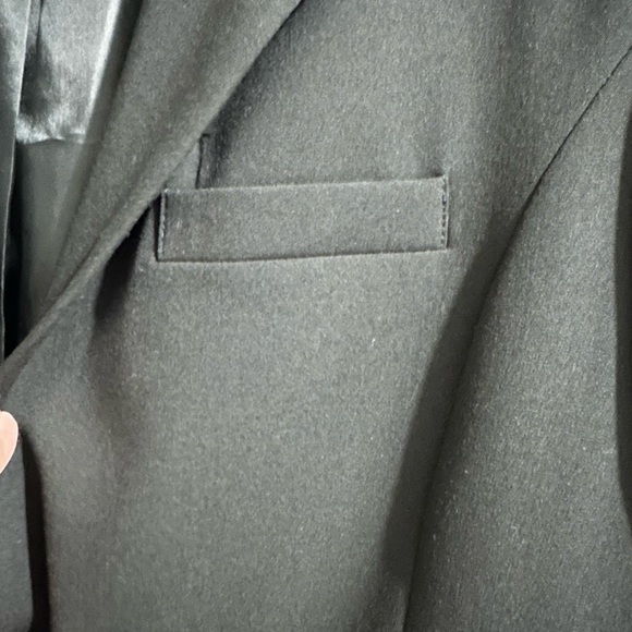 Rafaella One Button Blazer Jacket Size 14 Black Womens Shoulder Pads - Picture 6 of 11